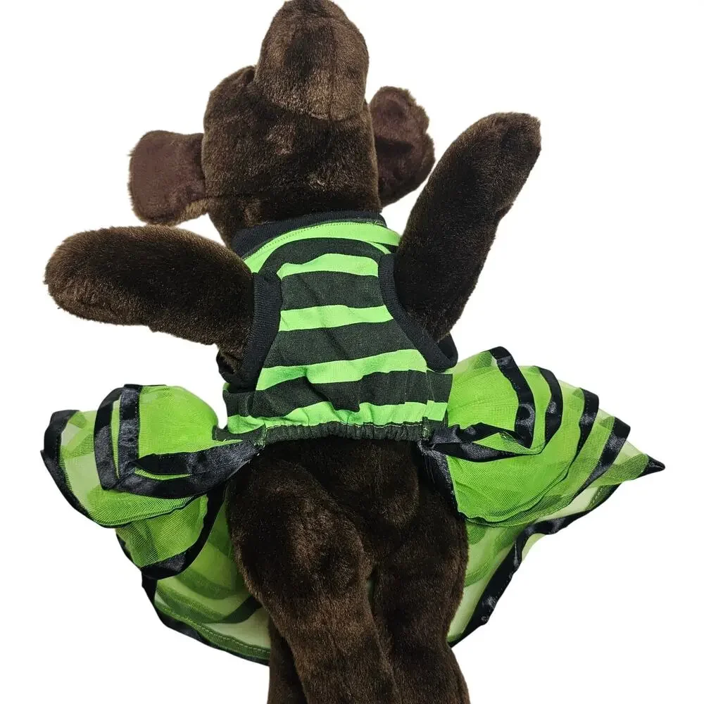 Small Dog Halloween Green/Black Stripe Lighted Spider + Christmas Dress Costumes